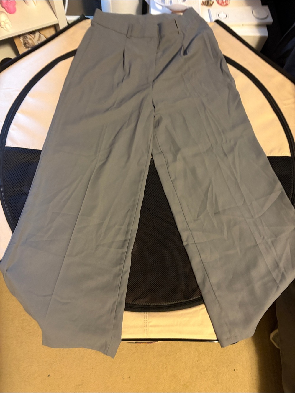 WOMENS-Wide-Leg Dress Pants in Light Gray